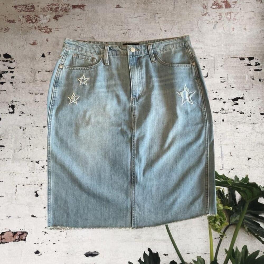 Buffalo David Bitton Stars Ivy Denim Skirt Size 31 Blue